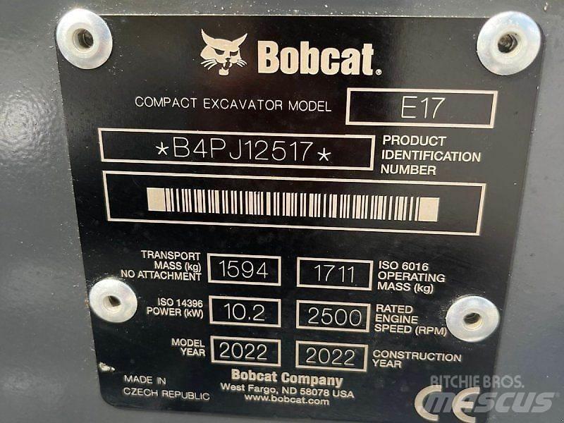 Bobcat E17 Mini Escavadoras <7t