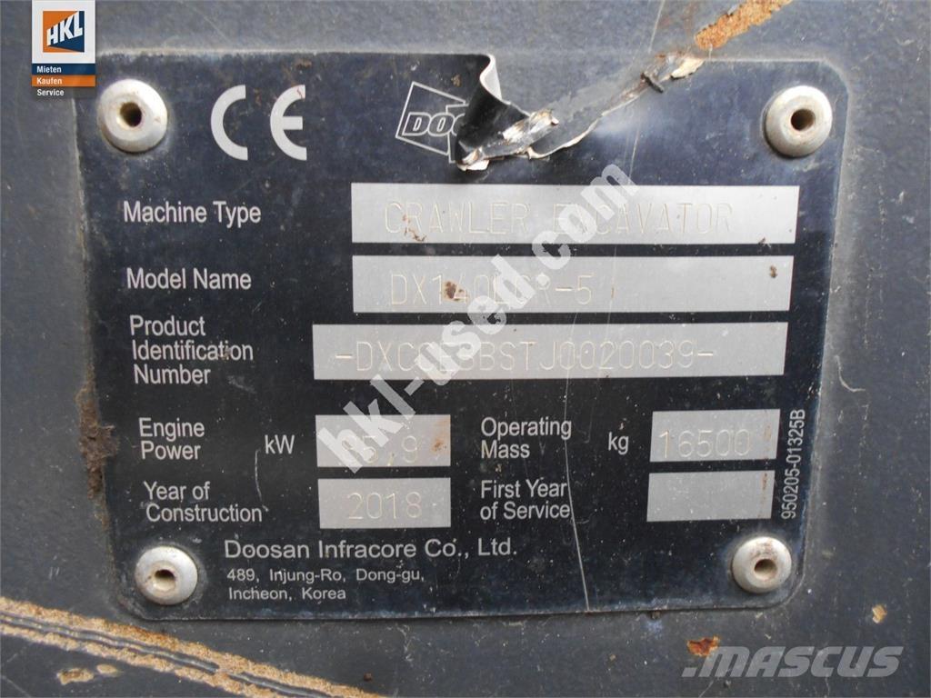 Doosan DX 140 LCR-5 Escavadoras de rastos