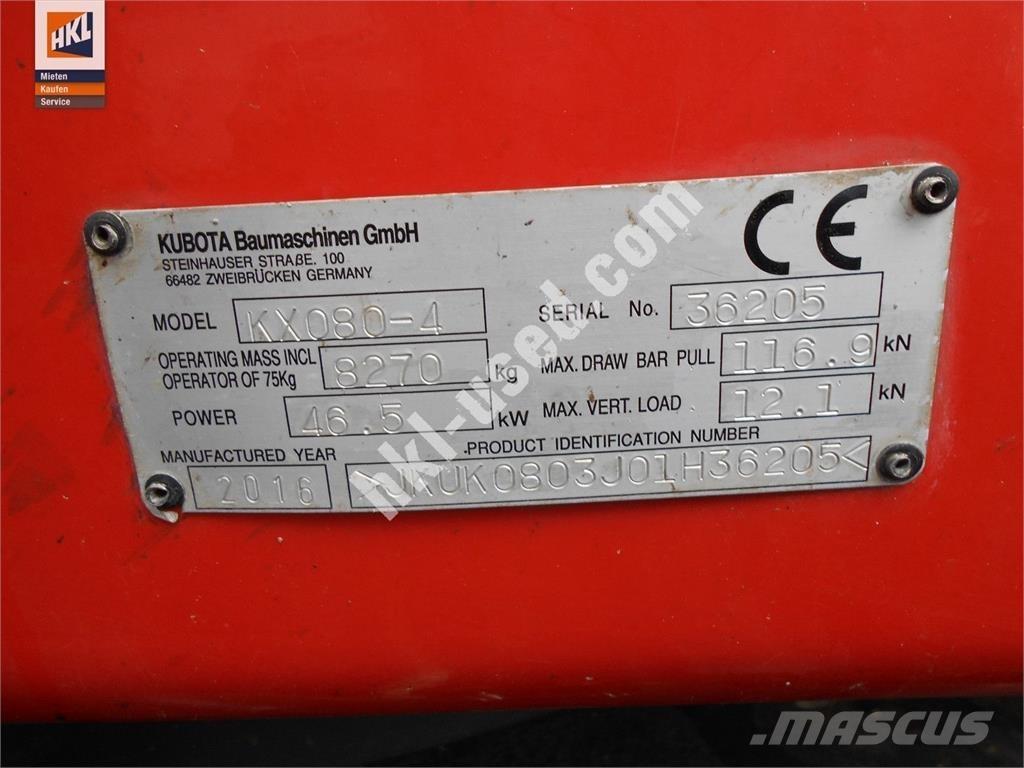 Kubota KX 080-4 Mini Escavadoras <7t