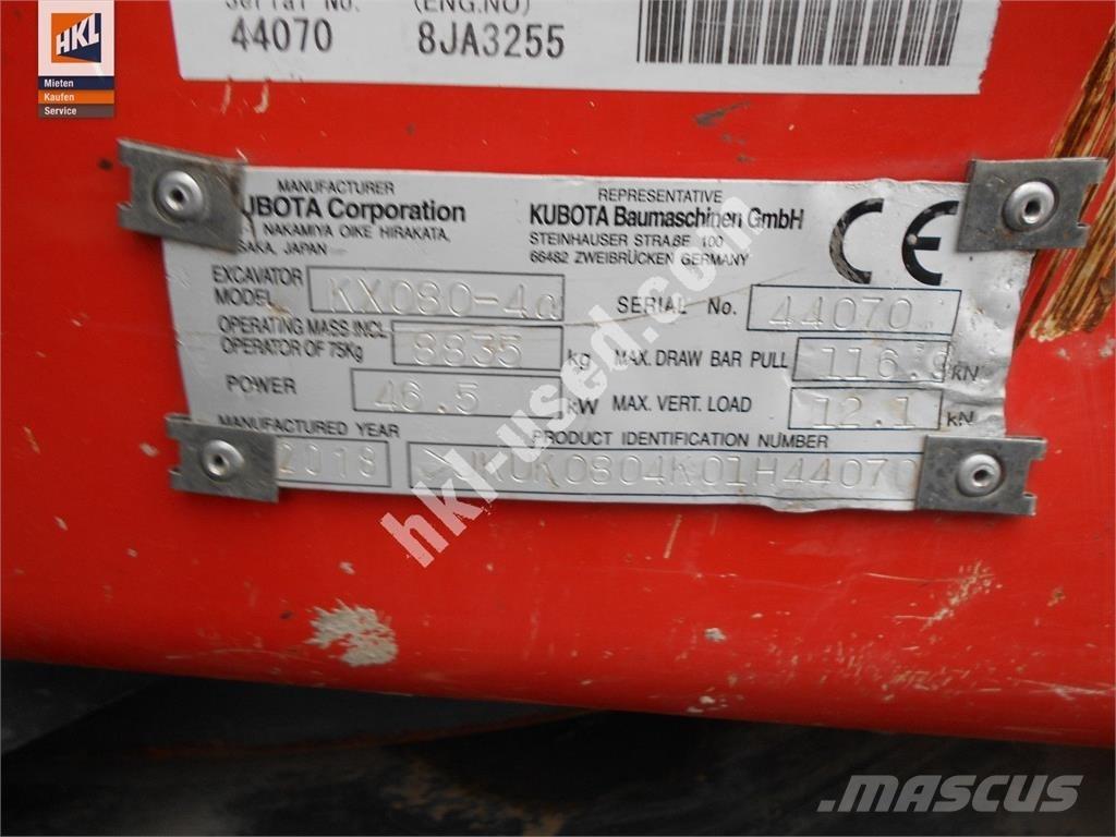 Kubota KX 080-4 Mini Escavadoras <7t