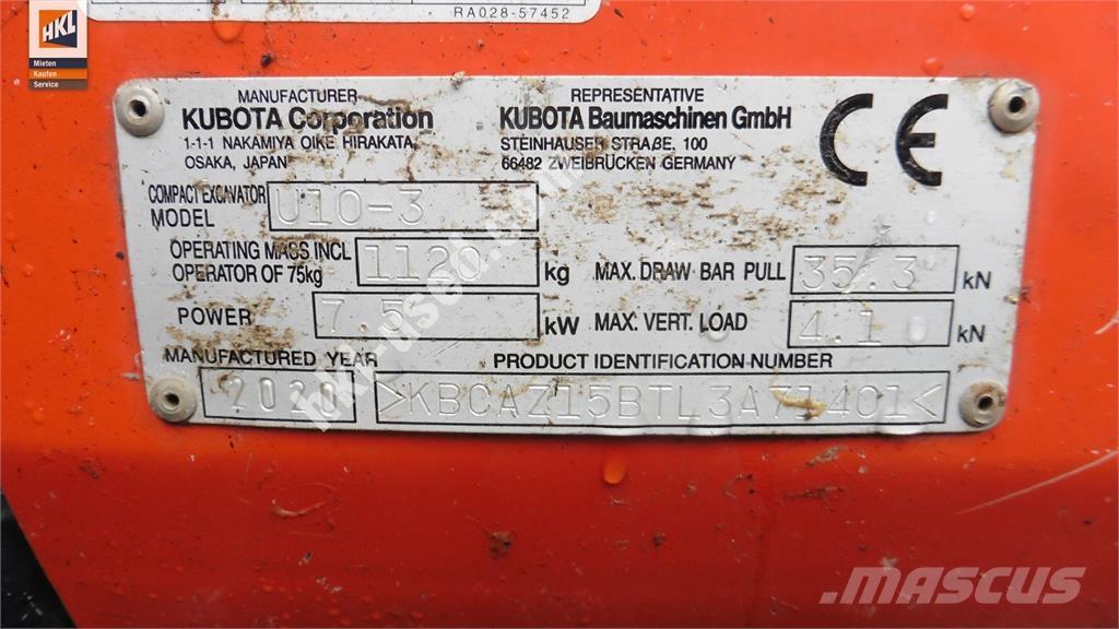 Kubota U 10-3 Mini Escavadoras <7t