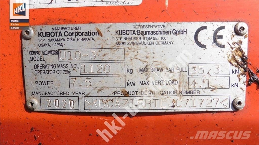 Kubota U 10-3 Mini Escavadoras <7t