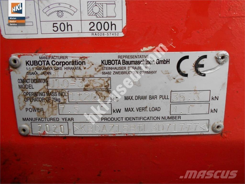 Kubota U 10-3 Mini Escavadoras <7t