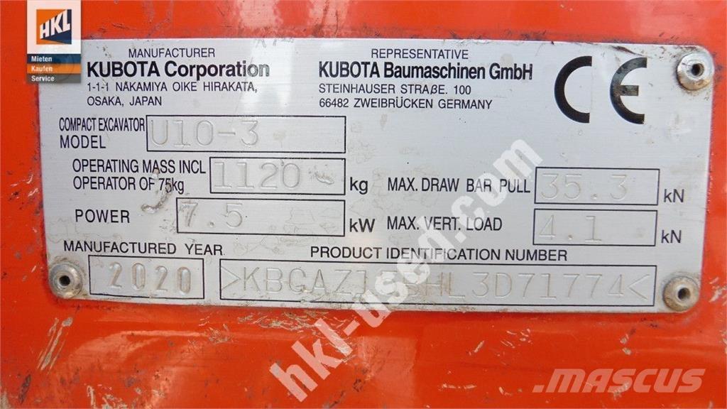 Kubota U 10-3 Mini Escavadoras <7t