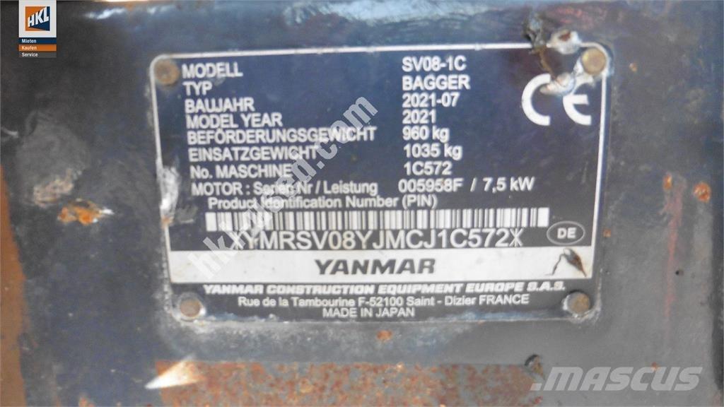 Yanmar SV 08-1C Mini Escavadoras <7t