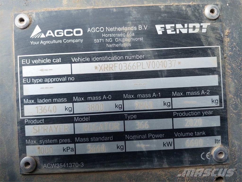Fendt ROGATOR 366 Pulverizadores rebocados