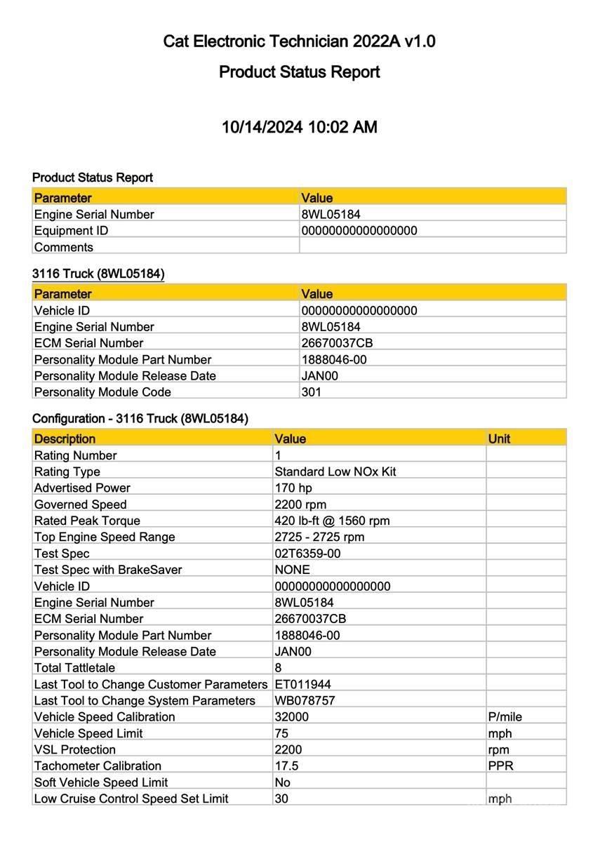 CAT 3116 Electrónica