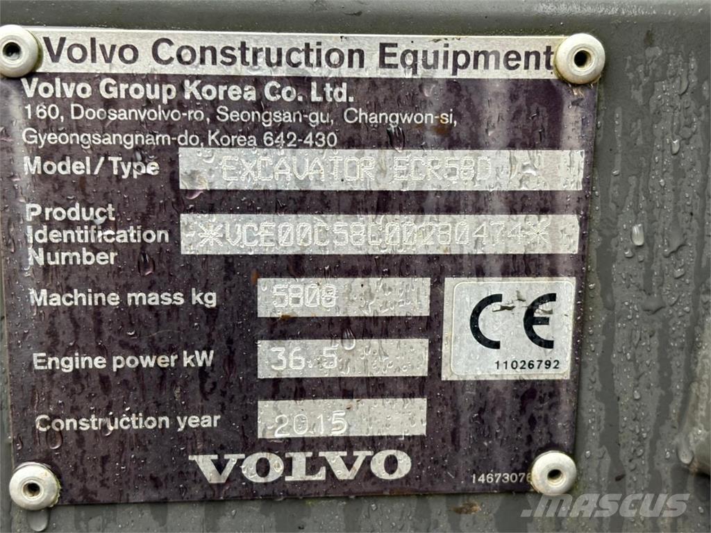 Volvo ECR 58 D Mini Escavadoras <7t
