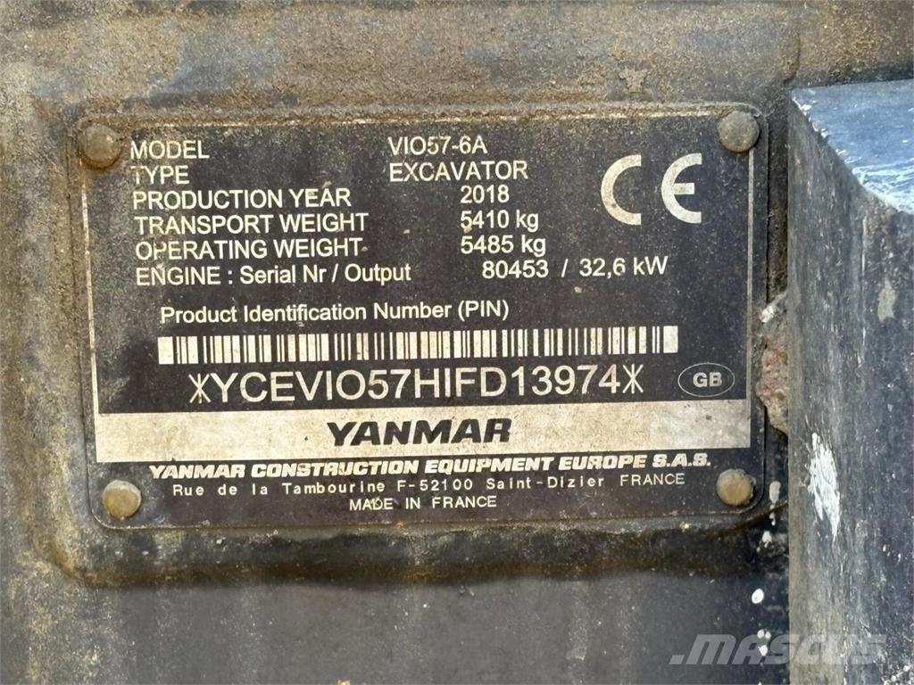 Yanmar VIO 57-6A Mini Escavadoras <7t