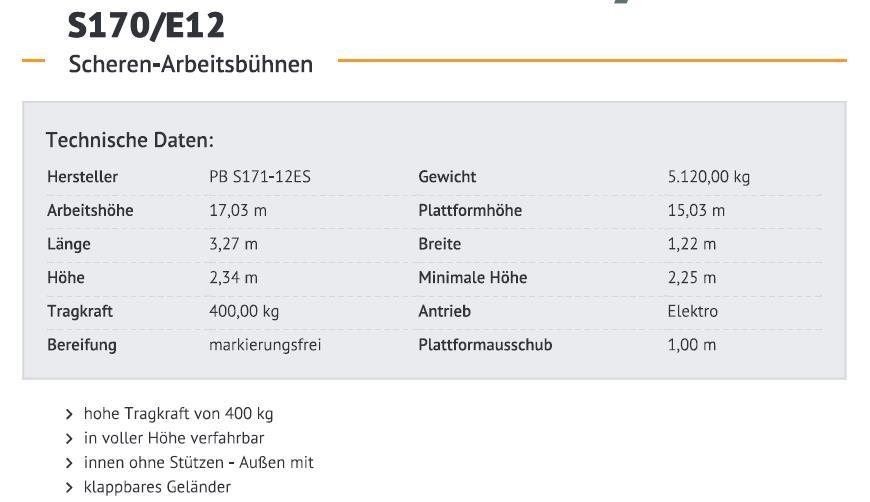 PB S171-12ES Elevadores de tesoura
