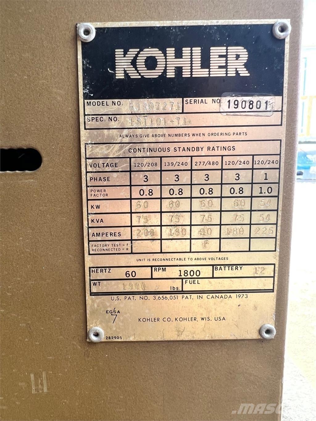 Kohler 60kW Geradores Diesel