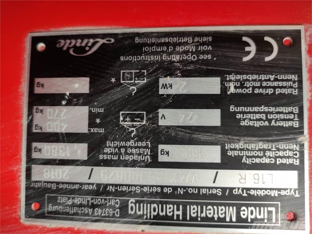 Linde L16 R Empilhador para operador externo