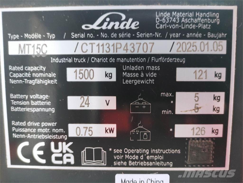 Linde MT15C Porta palettes