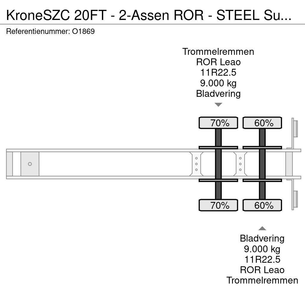 Krone SZC 20FT - 2-Assen ROR - STEEL Suspension - DOUBLE Semi Reboques Porta Contentores