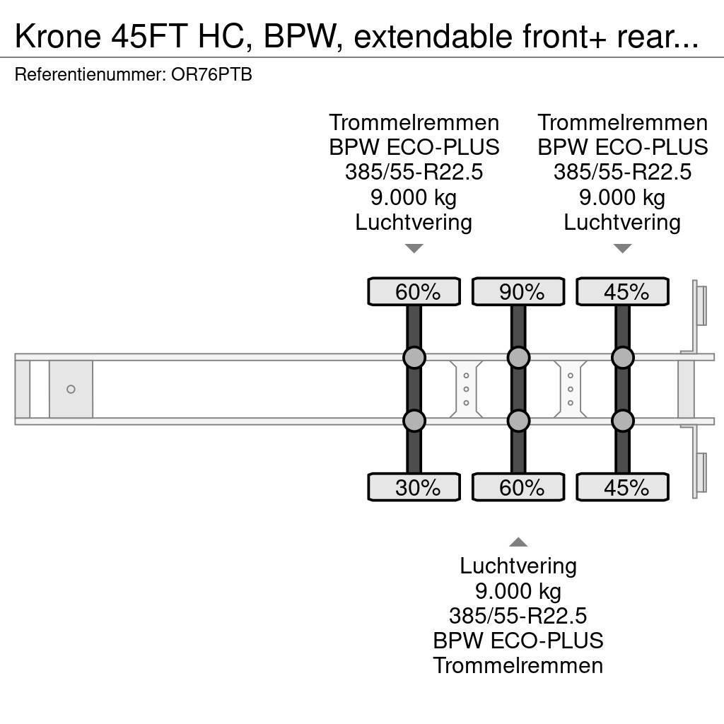 Krone 45FT HC, BPW, extendable front+ rear+ bumper, NL-c Semi Reboques Porta Contentores