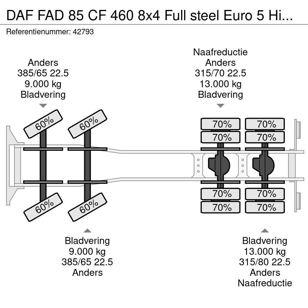 DAF FAD 85 CF 460 8x4 Full steel Euro 5 Hiab 20 Tonmet Camiões Ampliroll