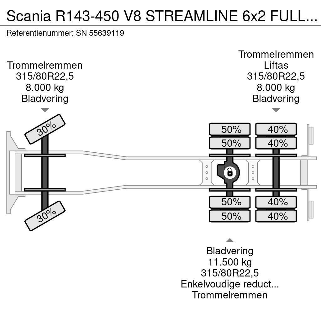 Scania R143-450 V8 STREAMLINE 6x2 FULL STEEL KIPPER (MANU Camiões basculantes
