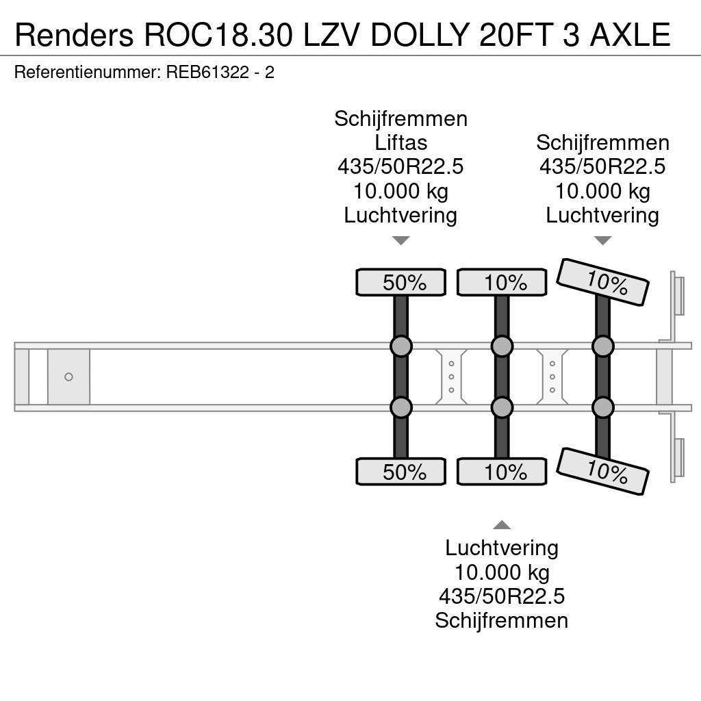 Renders ROC18.30 LZV DOLLY 20FT 3 AXLE Semi Reboques Porta Contentores