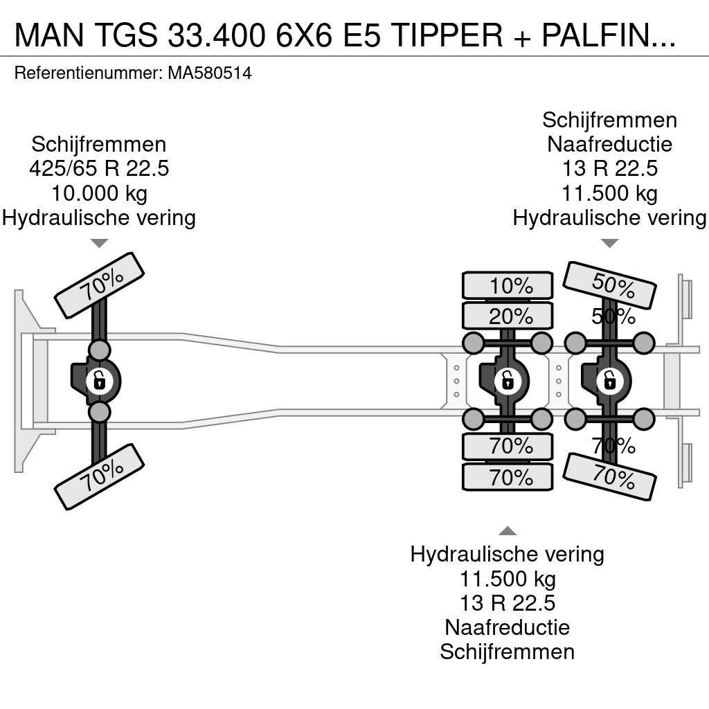 MAN TGS 33.400 6X6 E5 TIPPER + PALFINGER EPSILON Camiões basculantes