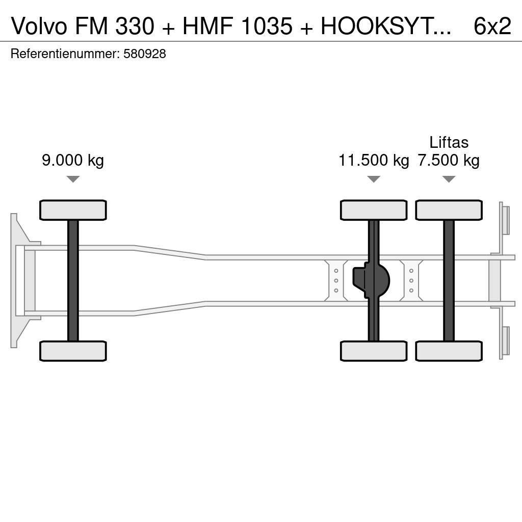 Volvo FM 330 + HMF 1035 + HOOKSYTEM HYVA + EURO 5 + 6X2 Hook lift trucks