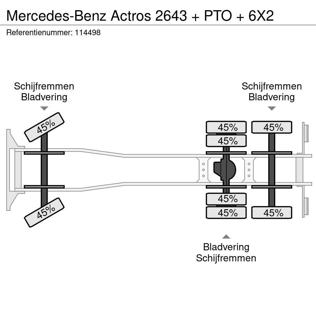 Mercedes-Benz Actros 2643 + PTO + 6X2 Camiões estrado/caixa aberta