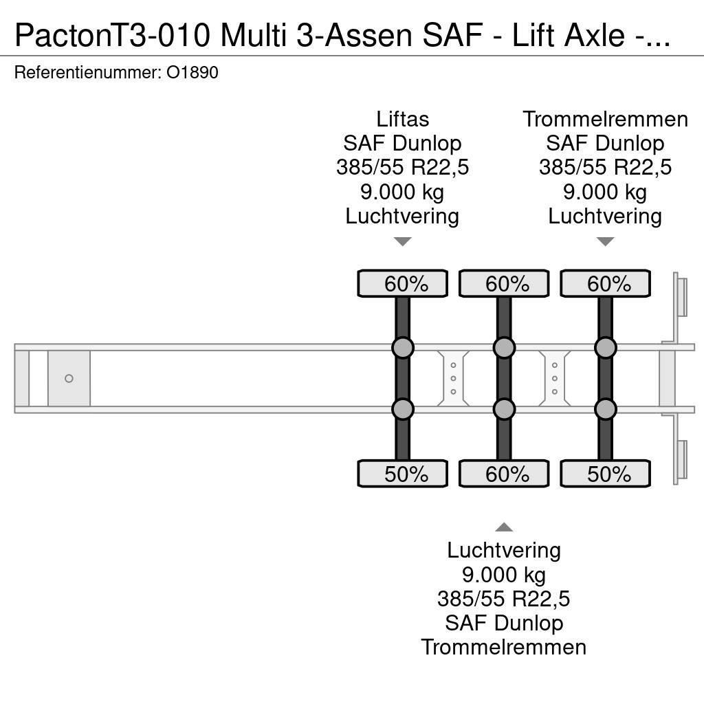 Pacton T3-010 Multi 3-Assen SAF - Lift Axle - Drum Brakes Containerframe semi-trailers