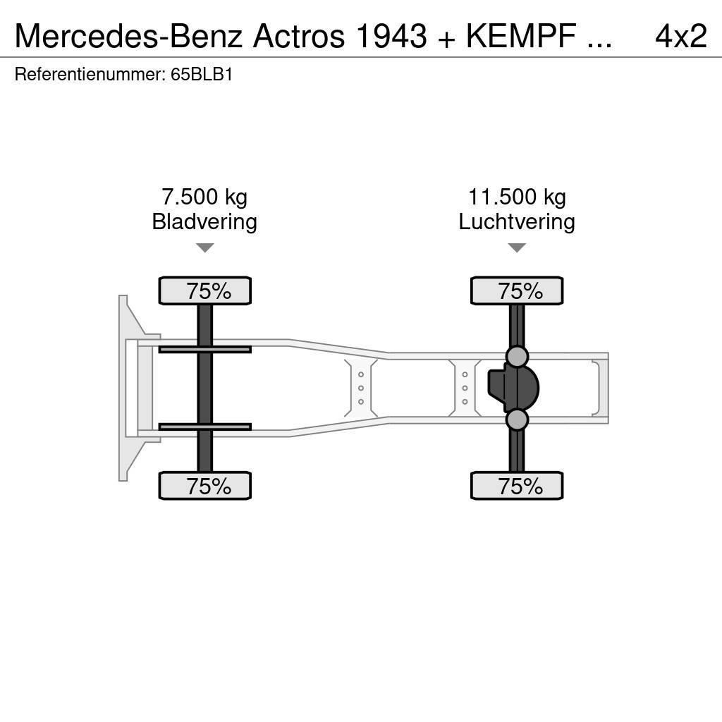 Mercedes-Benz Actros 1943 + KEMPF SKM 35/3 Zeer mooie NL combina Tractores (camiões)