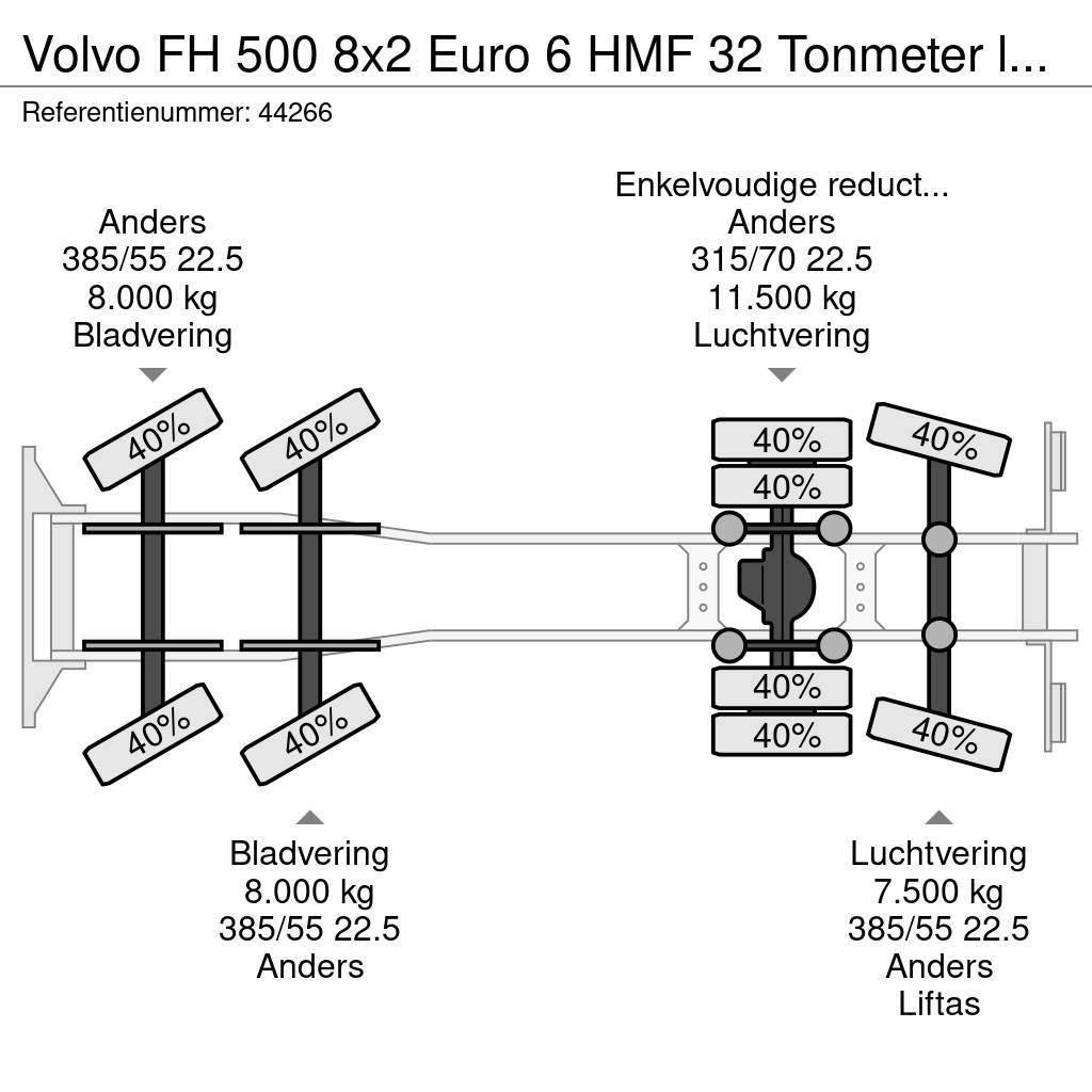 Volvo FH 500 8x2 Euro 6 HMF 32 Tonmeter laadkraan + Fly- All terrain cranes