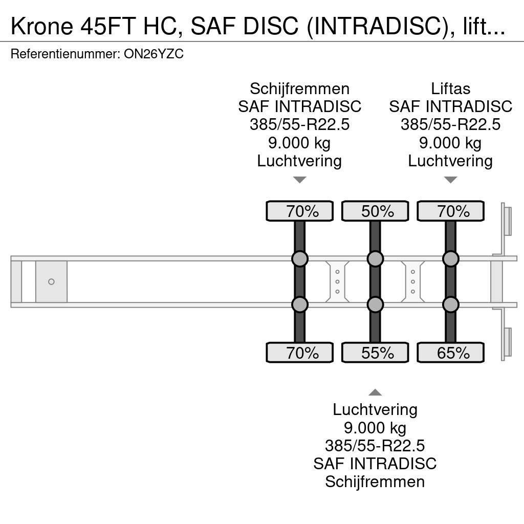 Krone 45FT HC, SAF DISC (INTRADISC), liftaxle (on 3rd ax Semi Reboques Porta Contentores