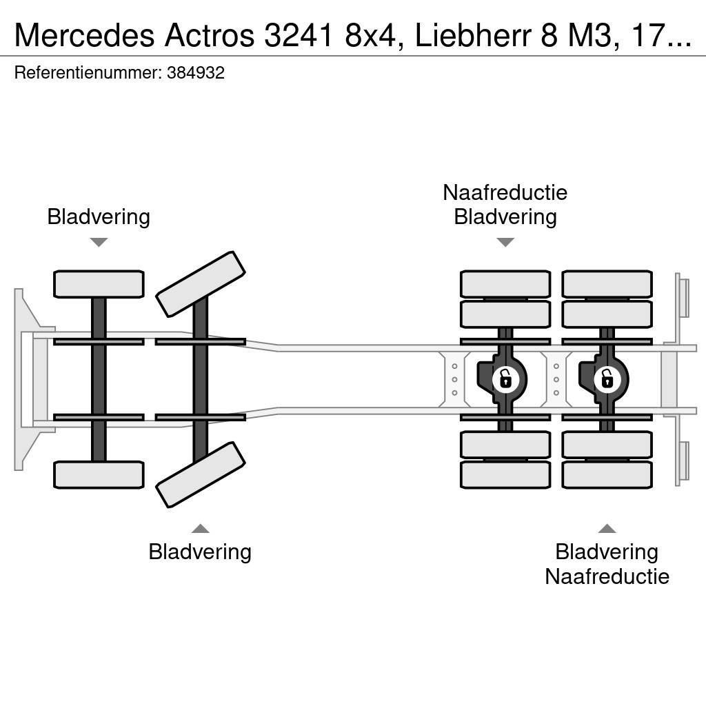 Mercedes-Benz Actros 3241 8x4, Liebherr 8 M3, 17 mtr belt, Remot Camiões de betão