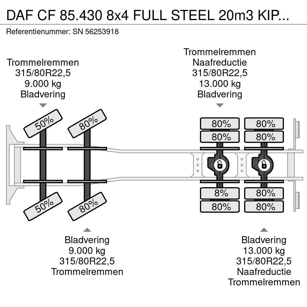 DAF CF 85.430 8x4 FULL STEEL 20m3 KIPPER (EURO 3 / ZF1 Camiões basculantes