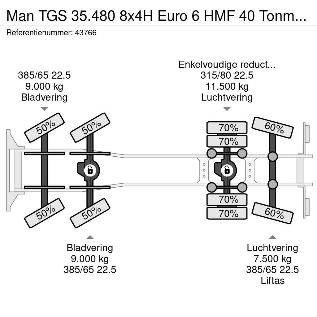 MAN TGS 35.480 8x4H Euro 6 HMF 40 Tonmeter laadkraan + Camiões Ampliroll