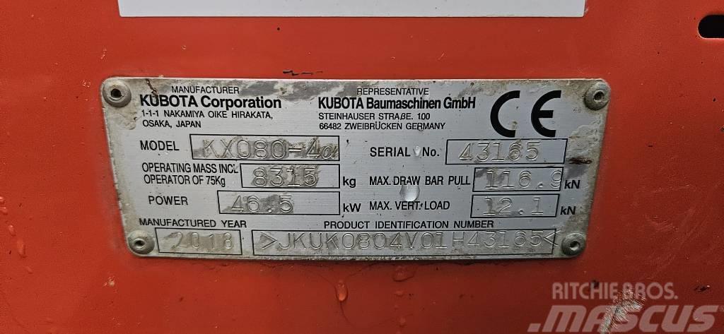 Kubota KX 080-4 Mini Escavadoras <7t