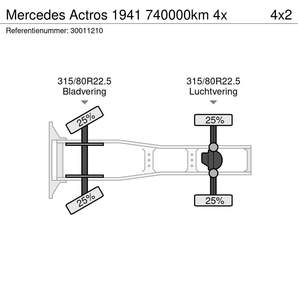 Mercedes-Benz Actros 1941 740000km 4x Tractores (camiões)