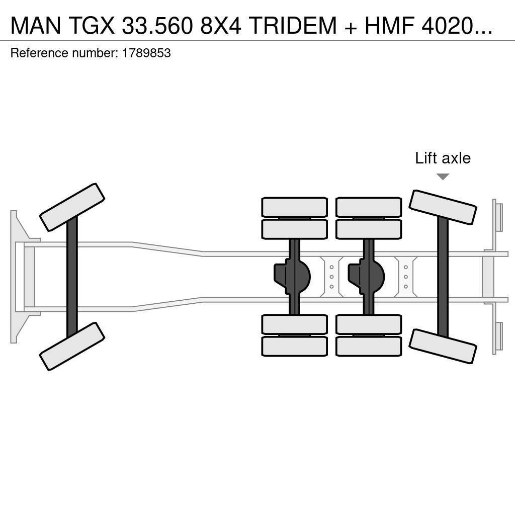MAN TGX 33.560 8X4 TRIDEM + HMF 4020-K8 KRAAN/KRAN/CRA Camiões grua