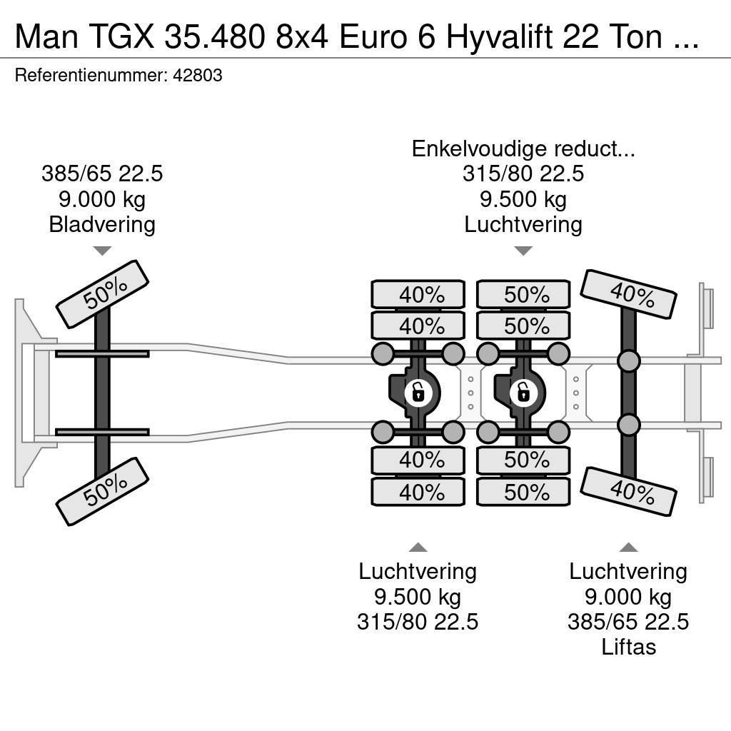MAN TGX 35.480 8x4 Euro 6 Hyvalift 22 Ton haakarmsyste Hook lift trucks