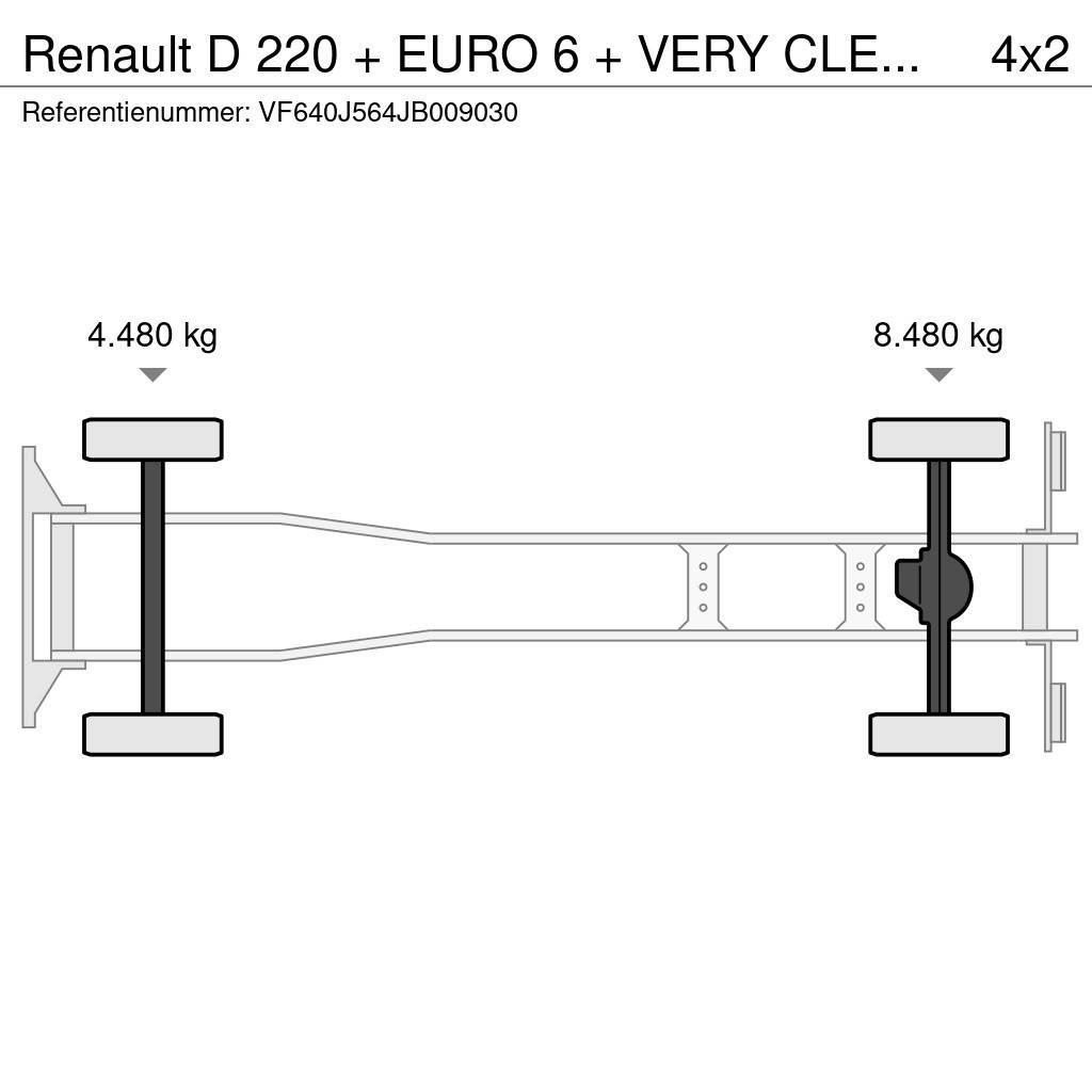 Renault D 220 + EURO 6 + VERY CLEAN + LIFT + 12t Camiões de caixa fechada