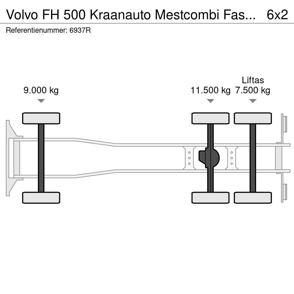 Volvo FH 500 Kraanauto Mestcombi Fassi Crane+Aanhanger 2 Camiões estrado/caixa aberta
