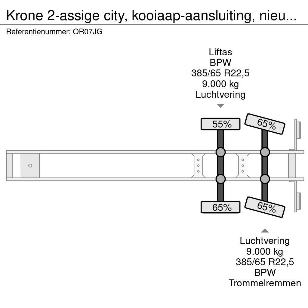 Krone 2-assige city, kooiaap-aansluiting, nieuwe zeilen, Semi Reboques Cortinas Laterais