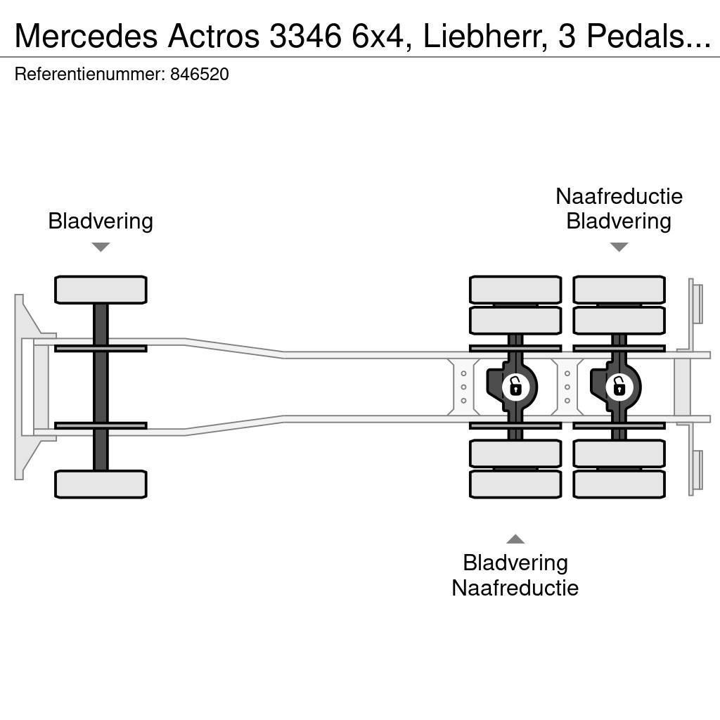 Mercedes-Benz Actros 3346 6x4, Liebherr, 3 Pedals, Steel suspens Camiões de betão