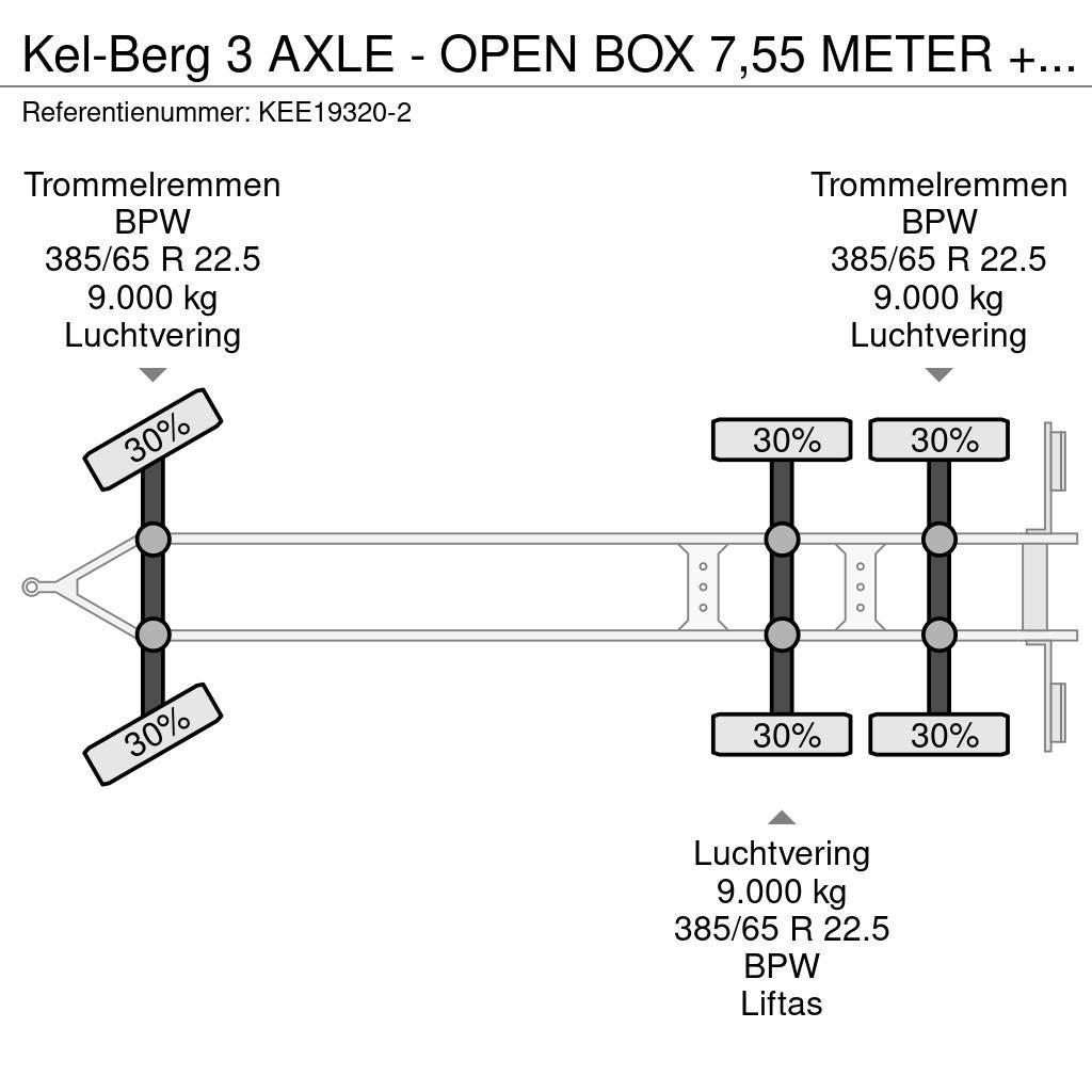 Kel-Berg 3 AXLE - OPEN BOX 7,55 METER + LIFTING AXLE Reboques estrado/caixa aberta
