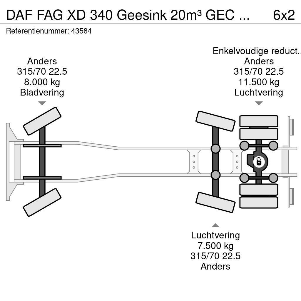 DAF FAG XD 340 Geesink 20m³ GEC Welvaarts weegsysteem Camiões de lixo