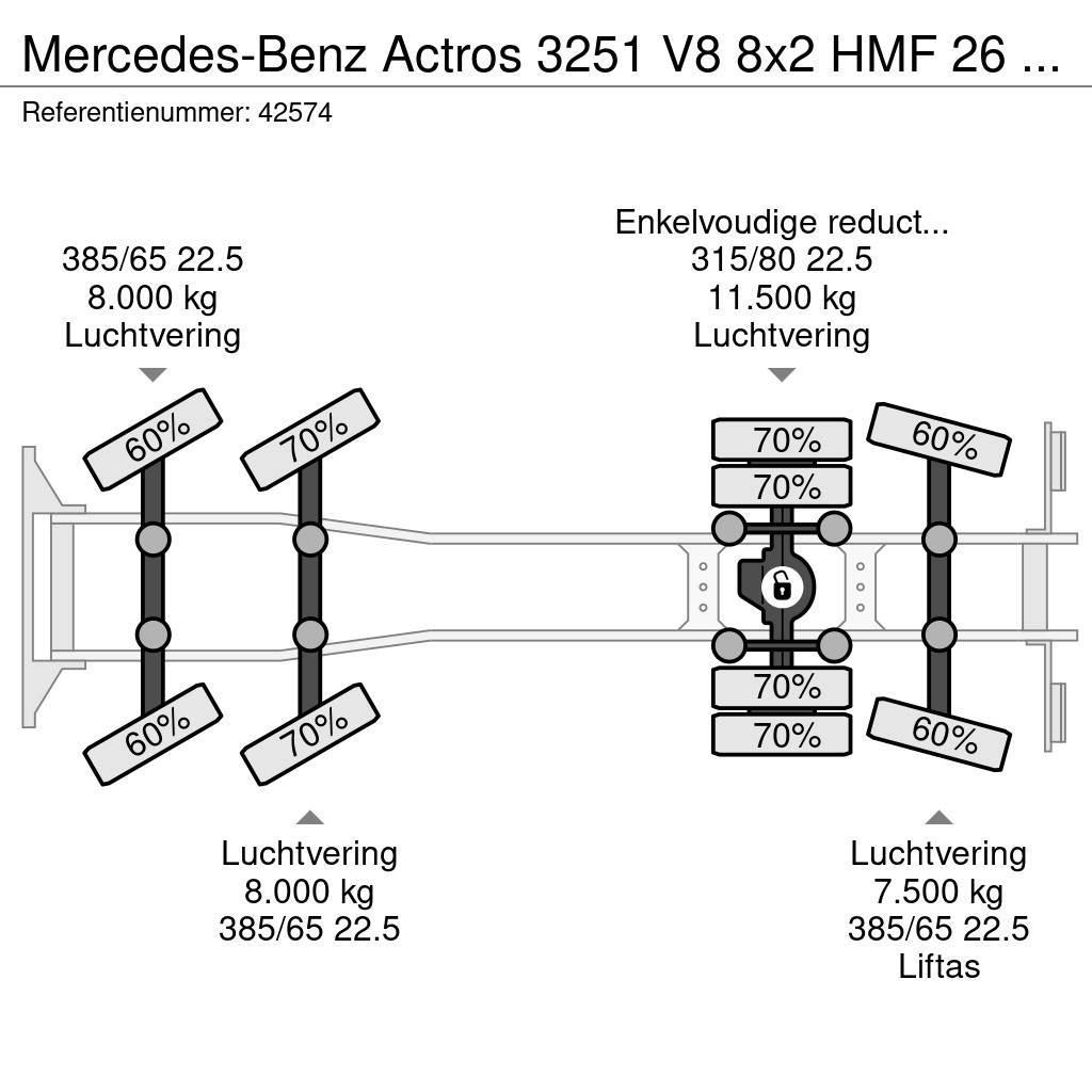 Mercedes-Benz Actros 3251 V8 8x2 HMF 26 Tonmeter laadkraan bouwj Camiões Ampliroll