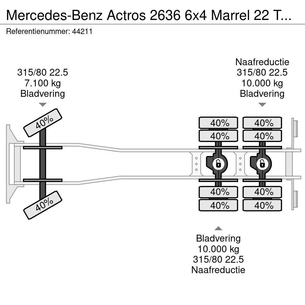 Mercedes-Benz Actros 2636 6x4 Marrel 22 Ton haakarmsysteem Manua Camiões Ampliroll
