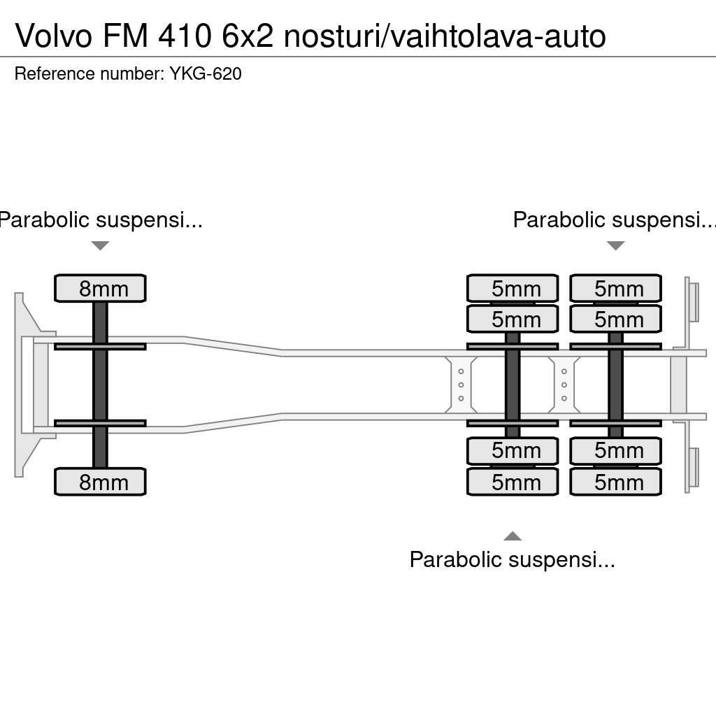 Volvo FM 410 6x2 nosturi/vaihtolava-auto Camiões Ampliroll