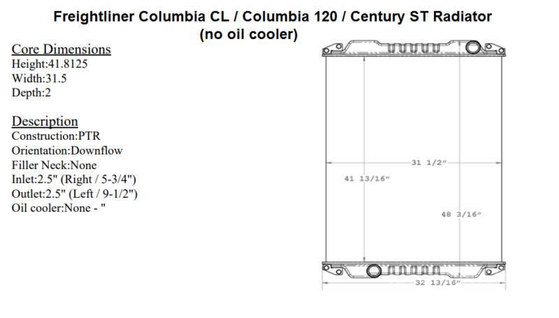 Freightliner Columbia Radiadores camiões e carrinhas