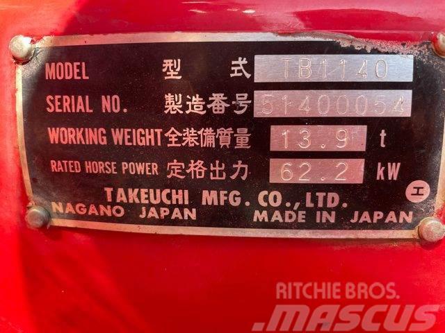 Takeuchi TB1140 Gravemaskine til ophug. Escavadoras de rastos