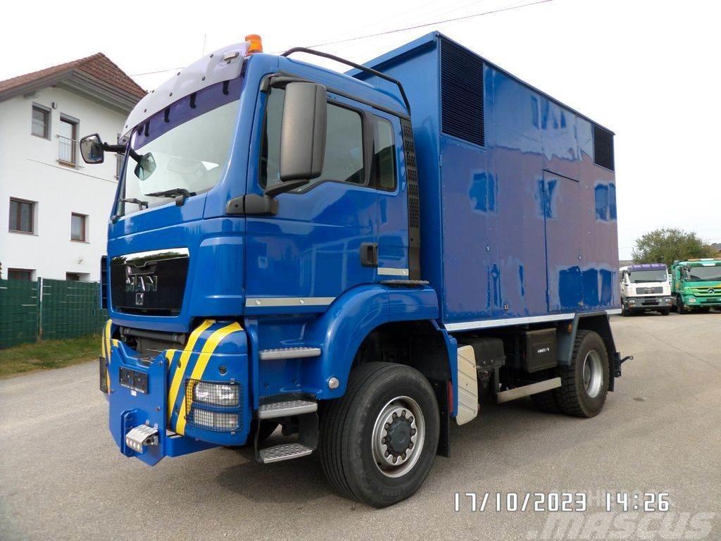 MAN TGS 18.480 4x4 Stromaggregat 180 KVA Electric gene Box body trucks