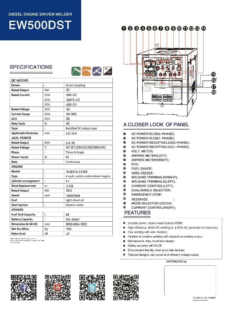 Fabtech Diesel MOTOSOLDADORA EW500DST Máquinas de soldar