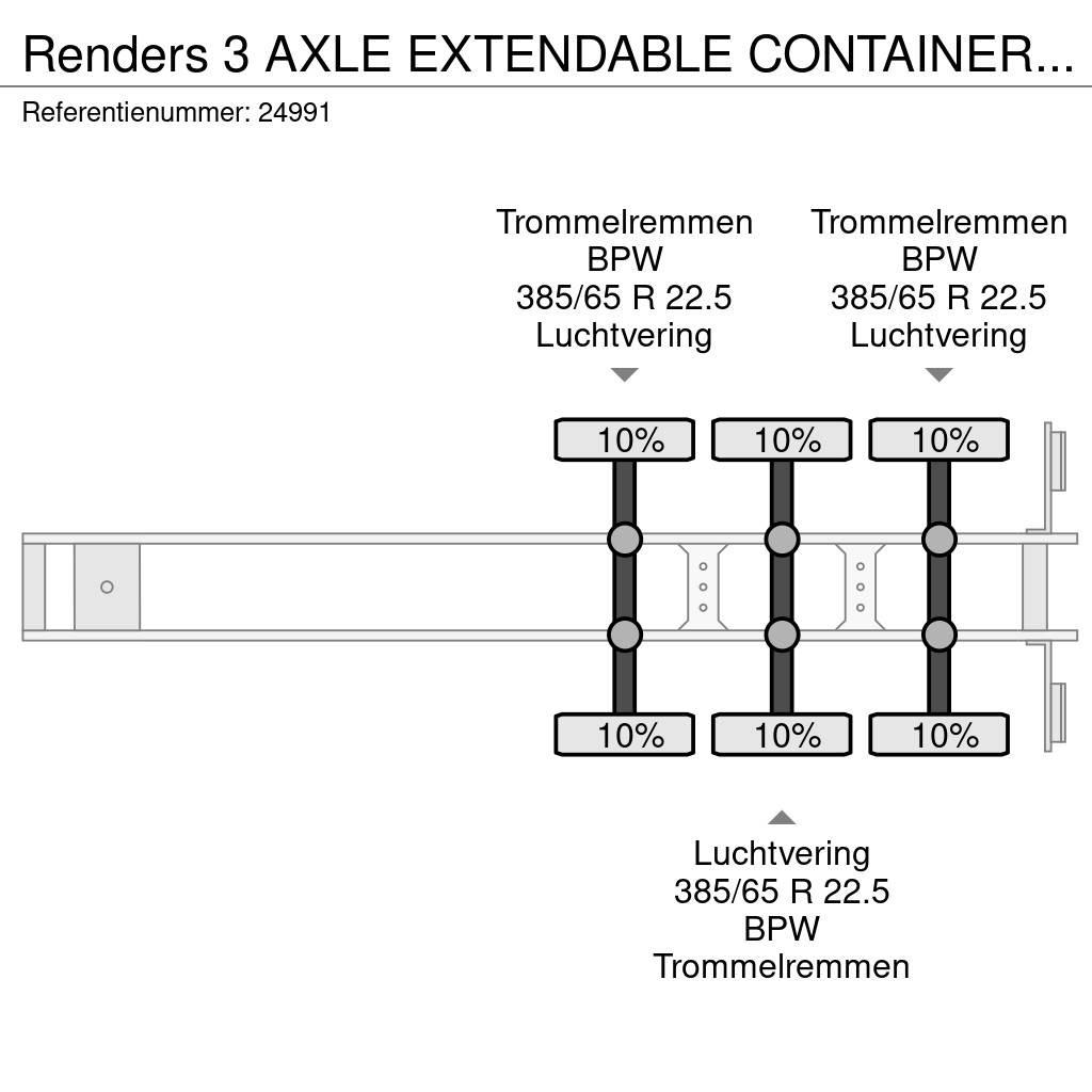 Renders 3 AXLE EXTENDABLE CONTAINER TRANSPORT TRAILER Semi Reboques Porta Contentores